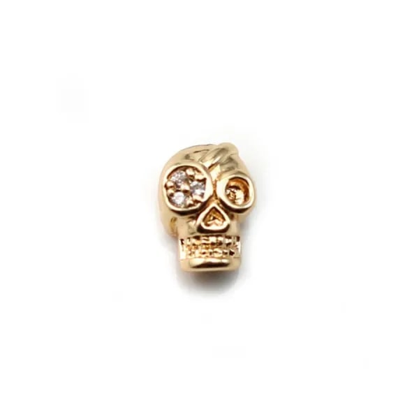 Tête de Mort Plaqué par "flash" or sur laiton 5.5x8mm x 1pc