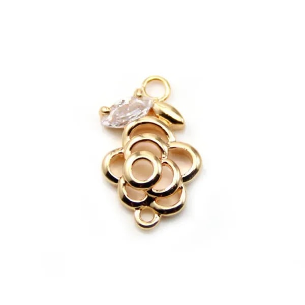Flower with Zirconium Oxide by "flash" Gold on brass  8.5x14mm x 1pc