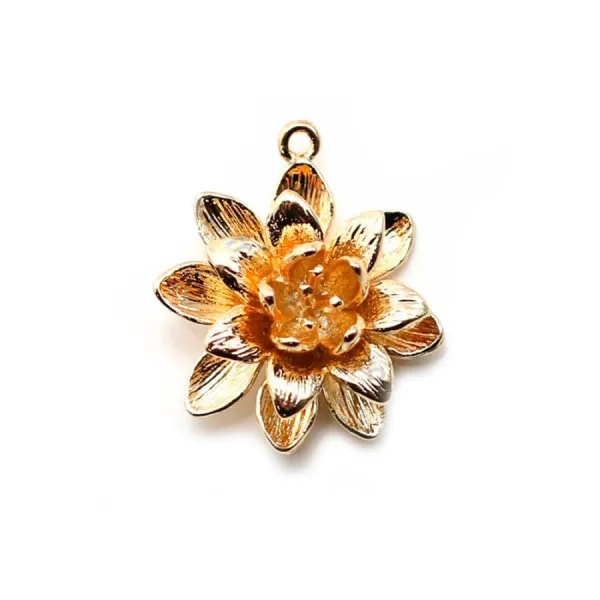 Intercalaire fleur  plaqué par "flash" or sur laiton 16x19mm x 2pcs