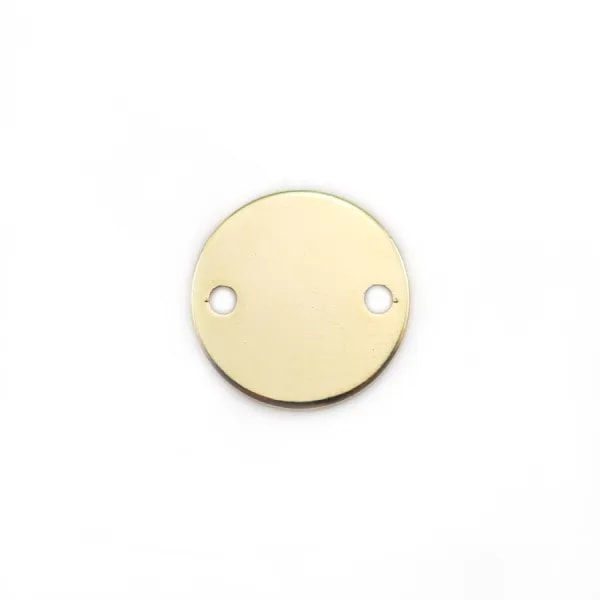 Intercalaire de forme ronde 2 trous, plaquée par "flash" or sur laiton 12mm x 4pcs