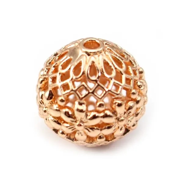 Boule ajourée  Plaquée par "flash" or sur laiton 14mm x 1pc
