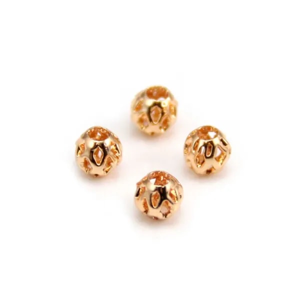 Pearls perforated by "flash" gold on brass 3.5mm x 10pcs