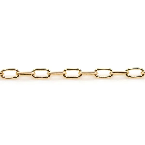 Chaîne ovale plaqué par "flash" or sur laiton 2x3.9mm x 1m