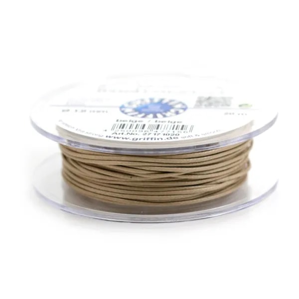 Grey waxed cotton cords 1.0mm x 20m