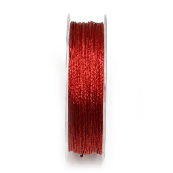 Fil polyester de couleur rouge pailleté 0.8mm x 29m