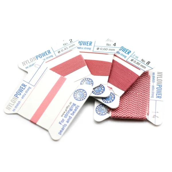 Fil power nylon avec aiguille inclus, de couleur rose foncé x 2m