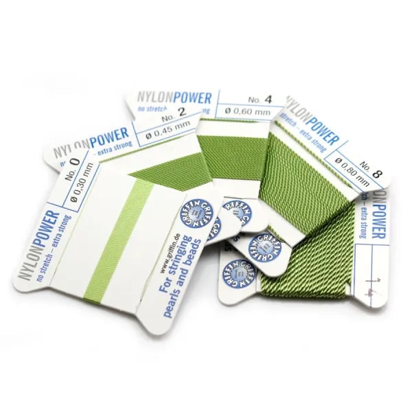 Fil power nylon avec aiguille inclus, de couleur vert x 2m