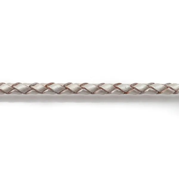 Light gray braided leather cord 3.0mm  x 50cm