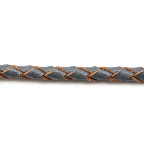 Cordon cuir tressé bleu nuit 3.0mm x 50cm