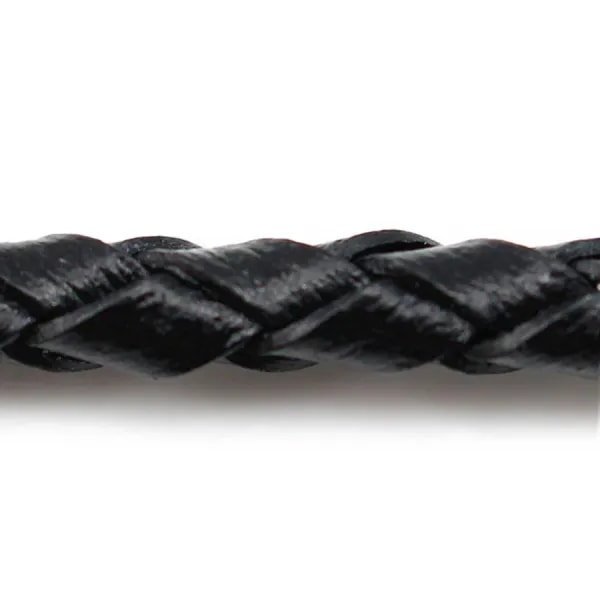 Cordon cuir tressé noir 6.0mm x 50cm