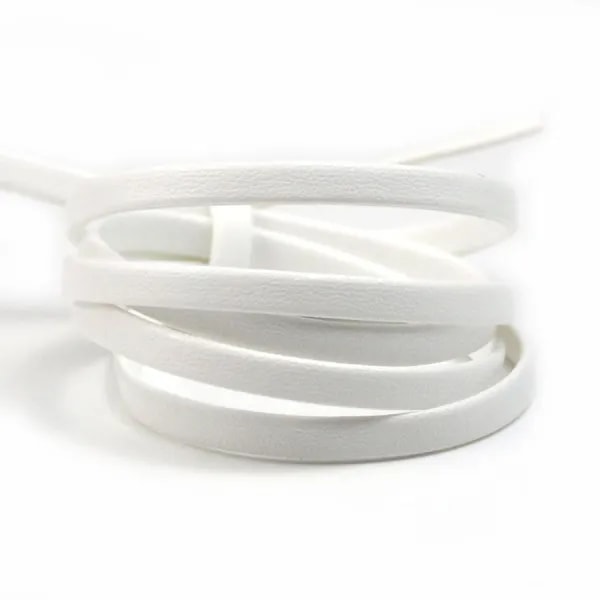 Cuir synthétique, de forme plate, de couleur blanche, 5mm x 90cm