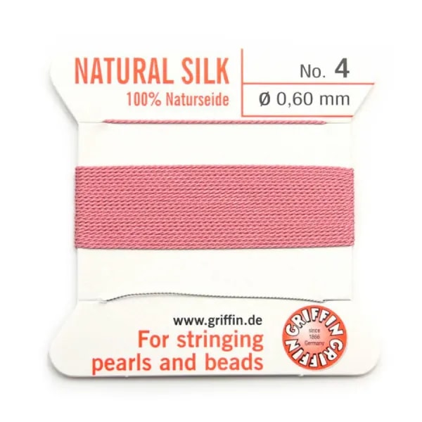 Fil du soie 0.6mm rose foncé x 2m
