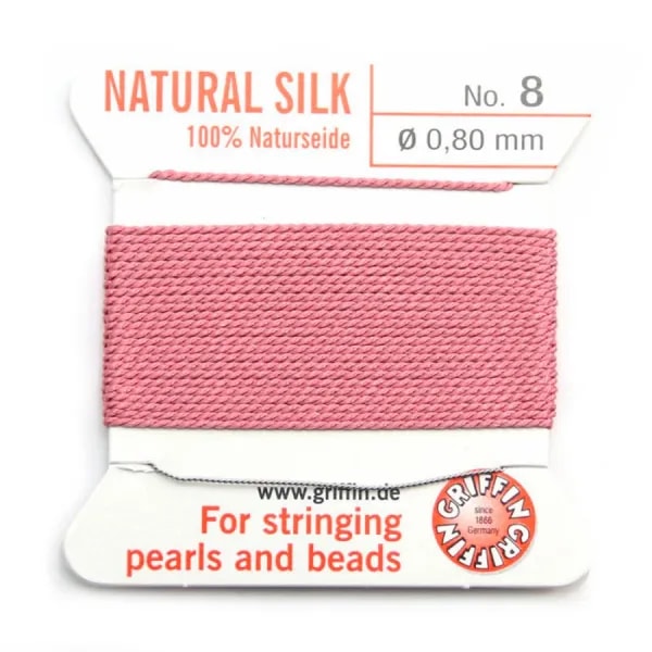 Silk bead cord 0.8mm dark pink x 2m
