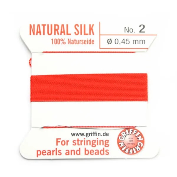 Silk bead cord 0.45mm coral x 2m
