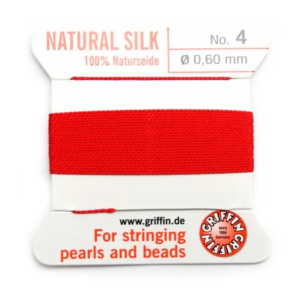 Fil du soie 0.6mm rouge x 2m