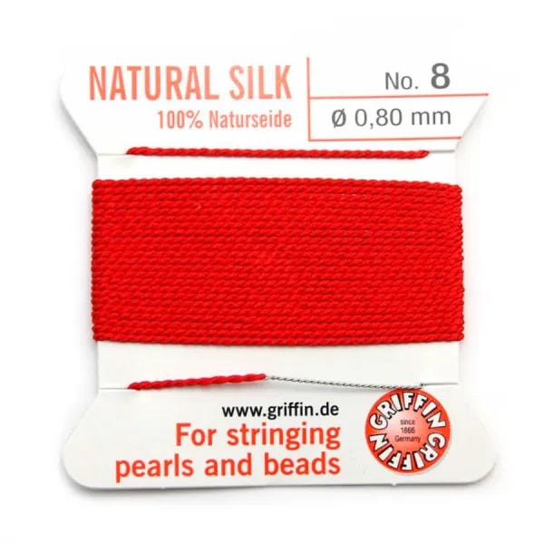 Fil du soie 0.8mm rouge x 2m