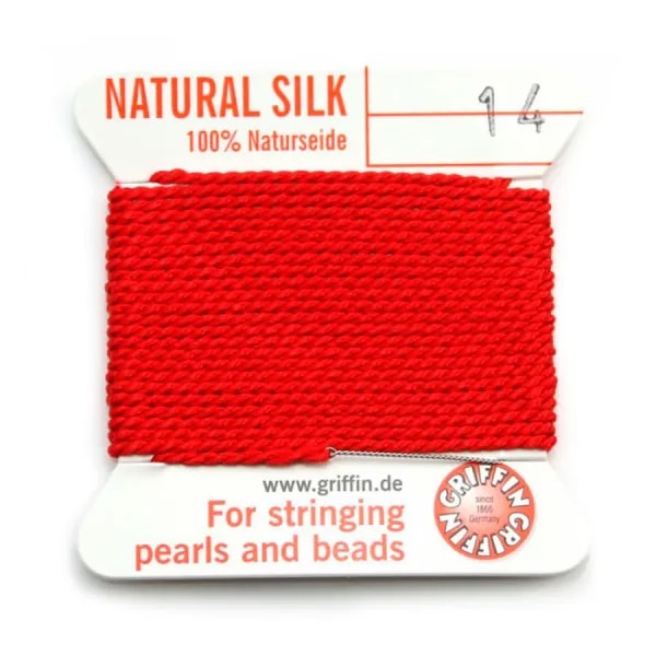Fil du soie 1.02mm rouge x 2m