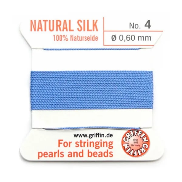 Silk bead cord 0.6mm bleu x 2m