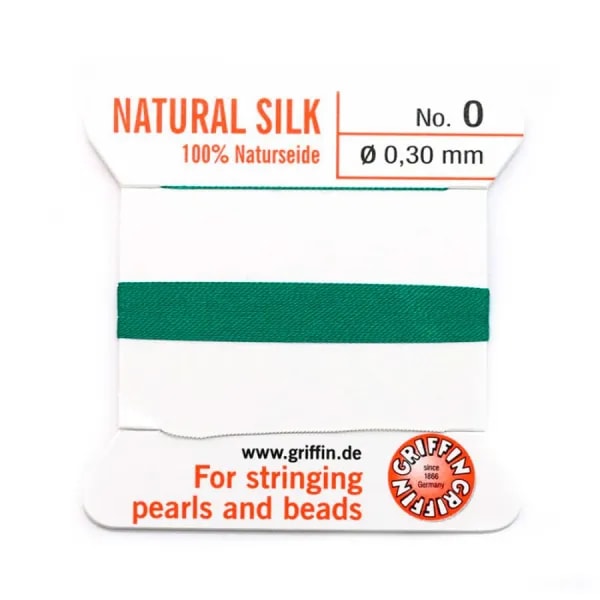 Fil de soie 0.3mm attaché à une aiguille vert x 2m