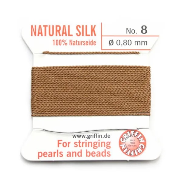 Silk bead cord 0.8mm beige x 2m