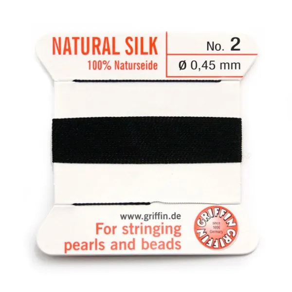 Silk bead cord 0.45mm black x 2m