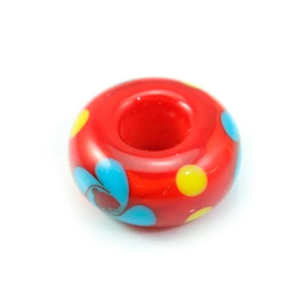 Pandora verre dessin fleur  rouge&bleu& jaune x 1pc