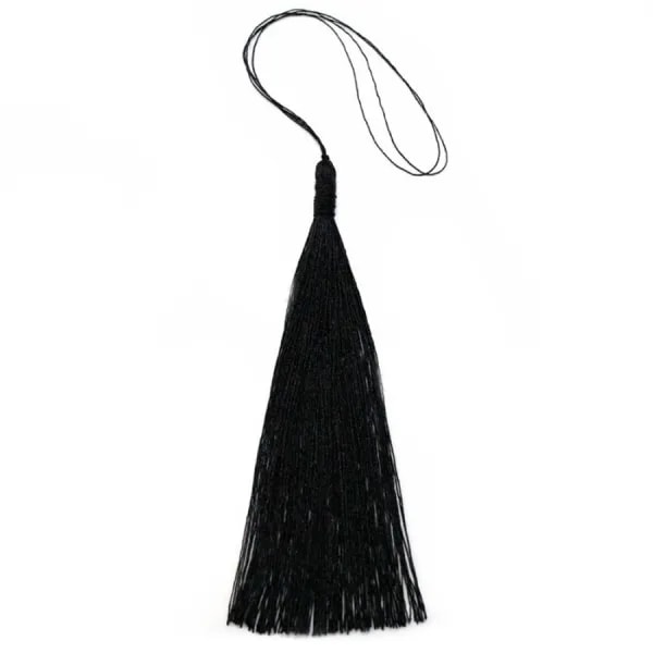 Pompon imitation soie noir 80mm x 1pc