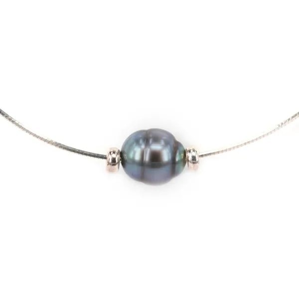 Collier  Perles Tahiti Chaîne Argent 925 40cm x 1pc