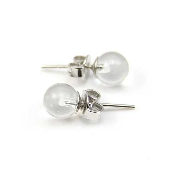 Earring Silver 925 Rock Crystal 6mm x 2pcs