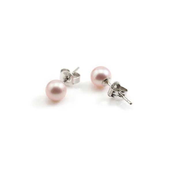 Boucle d'oreille argent 925 1 boule perle de culture d'eau douce mauve 6mm