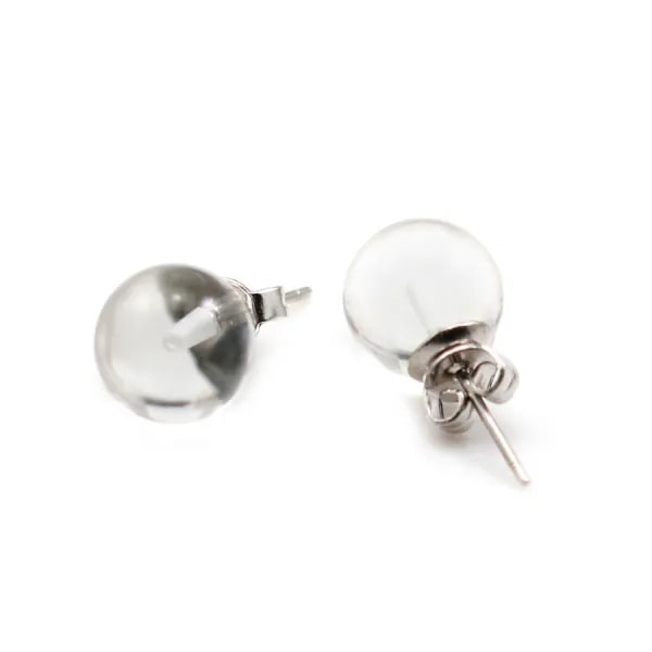 Boucle d'oreille cristal de roche 10mm x 2pcs