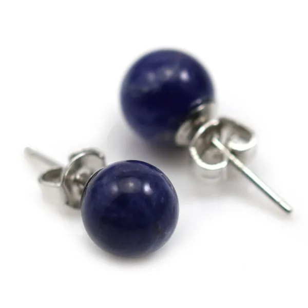 Boucles d'oreilles sodalite 8mm , en argent 925 x 2pcs