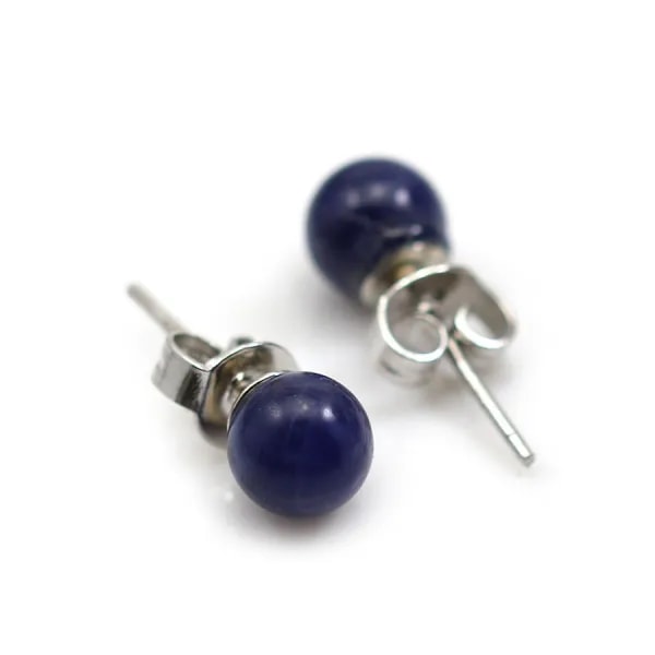 Boucle d'oreille argent 925 labradorite 6mm  x 2pcs