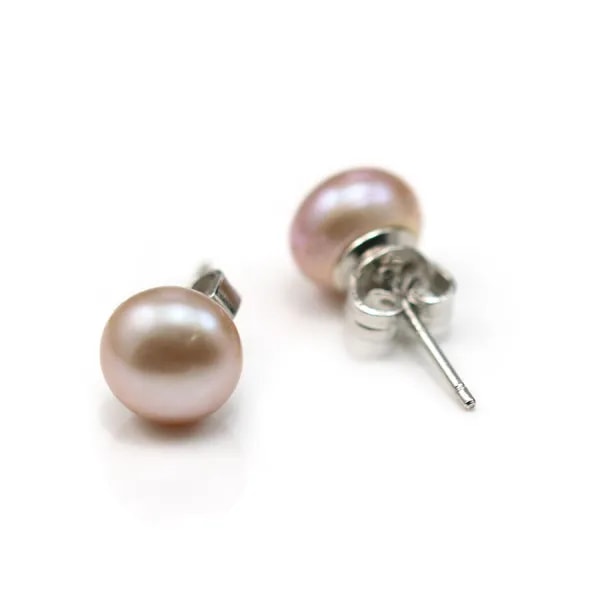 Boucle d'oreille argent 925 perle d'eau douce rose x 2 st