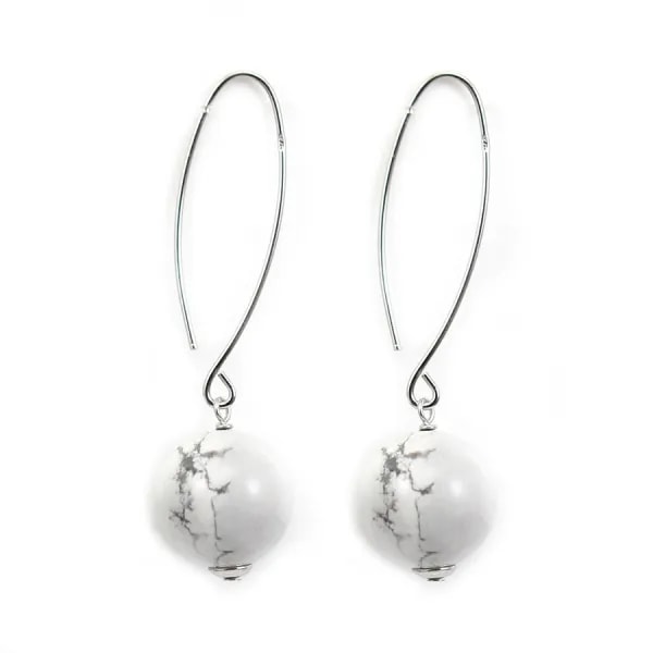 Boucle d'oreille argent 925 howlite 12mm x 2 st 