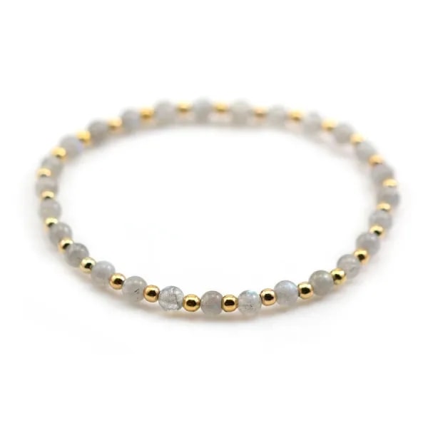 Bracelet labradorite 4mm, avec perles dorées x 1pc