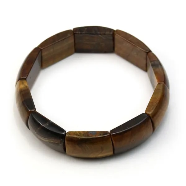 Bracelet en oeil de tigre de forme rectangulaire et plat x 1pc