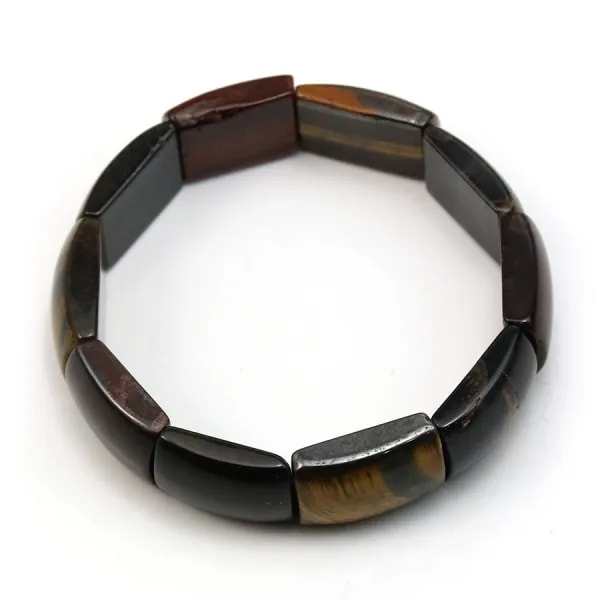 Bracelet en oeil de tigre, oeil de faucon et oeil de taureau, de forme rectangulaire x 1pc