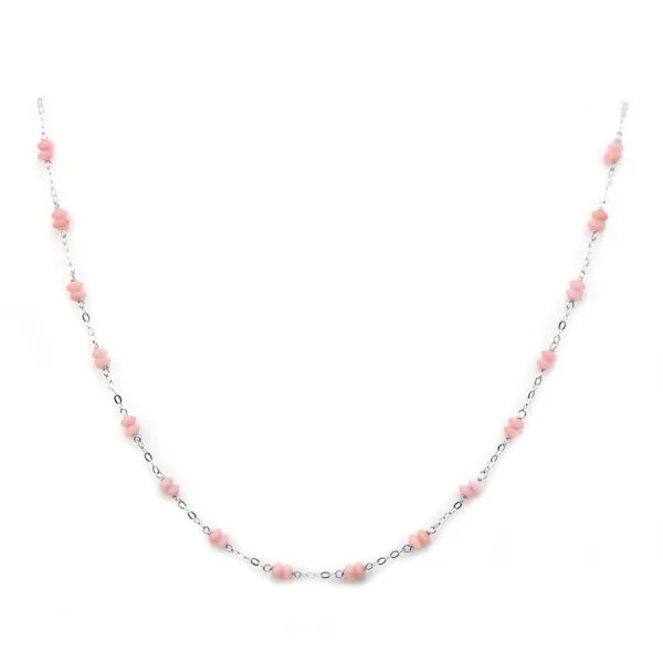Collier chaine argent 925 bambou de mer rose 4mm x 1pc