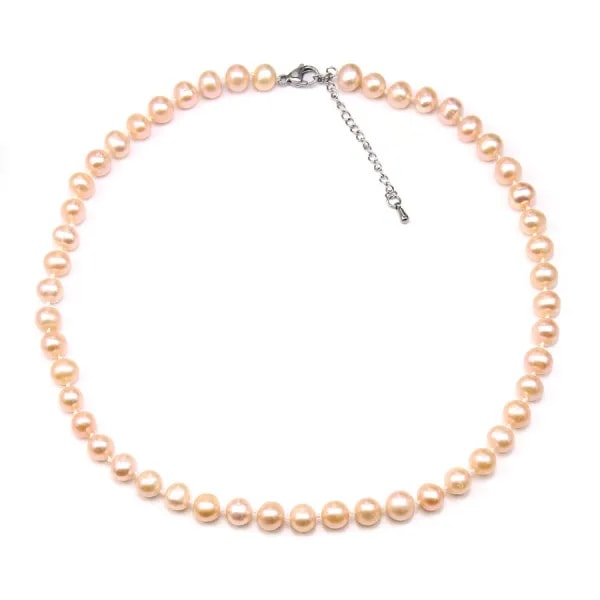 Collier simple Perle D'eau Douce saumon 8-9mm