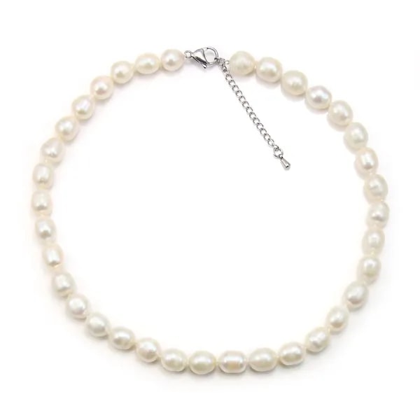 Collier Perle D'eau Douce Blanc 9-10mm