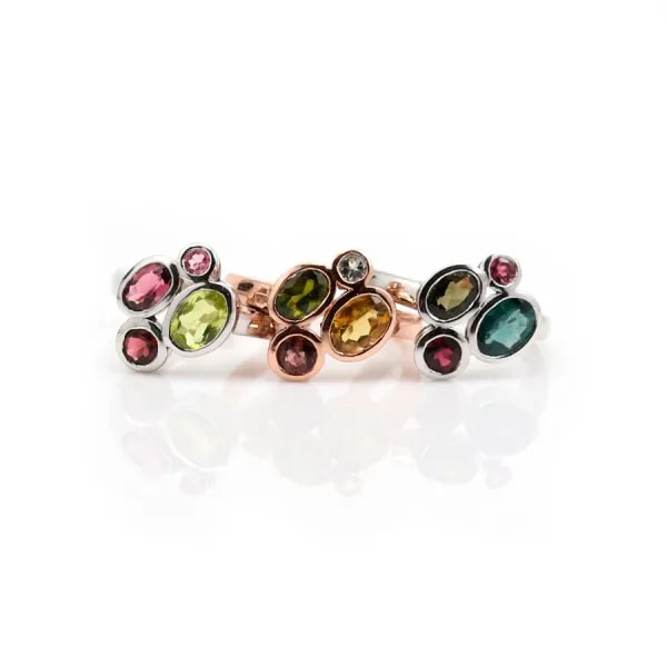 Bague tourmaline en argent 925 rhodié x 1pc