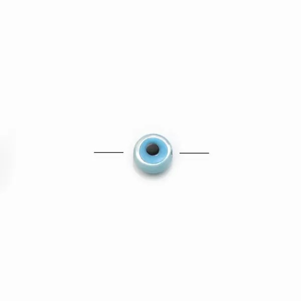 Nazar boncuk (oeil bleu) rond en nacre blanche 4mm x 4pcs