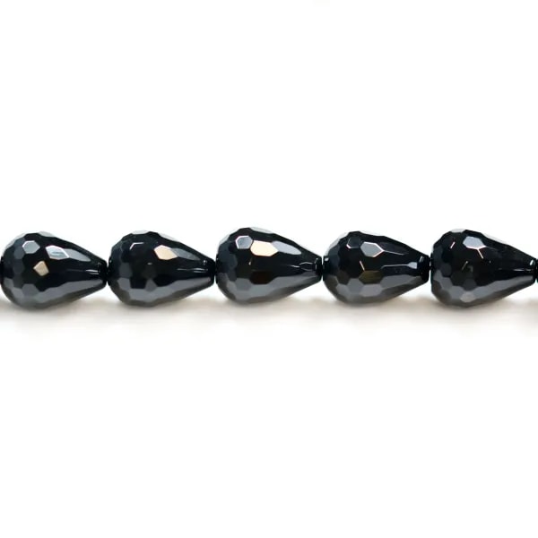 Black agate drips faceted 13x17mm x 2pcs