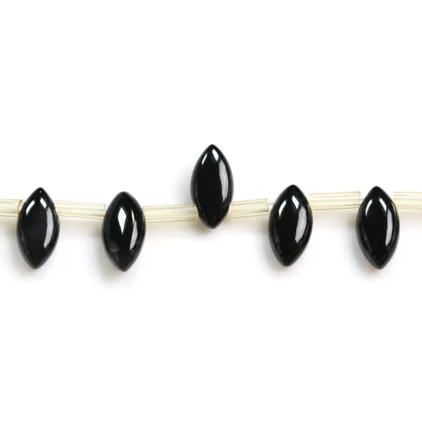 Agate noire losange 5x10mm x 40cm