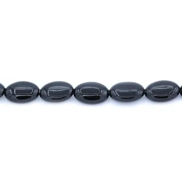 Agate Noire oval 8x12mm x 4 perles