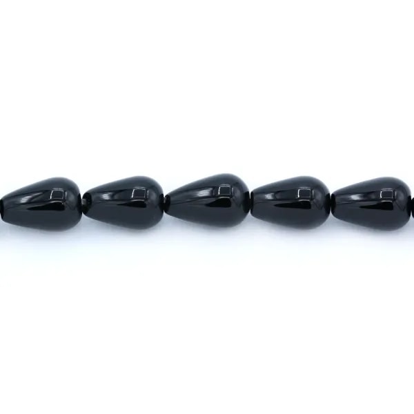 Agate on black color, in shape of a drop, 8 * 12mm x 10pcs