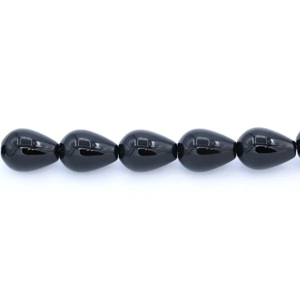 Agate noire goutte 13x18mm x 2pcs