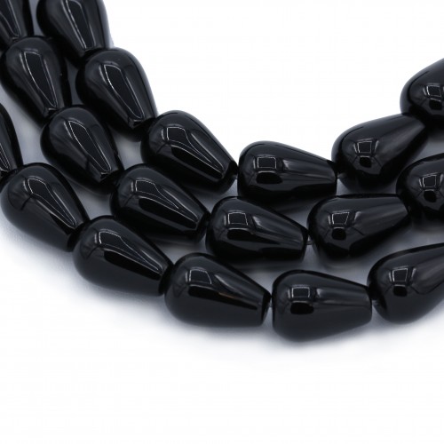 Onyx noir, goutte, 12x18mm x40cm