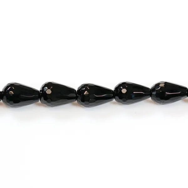 Agate noire goutte facette 8x11mm x 3 pcs